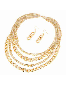 Hurley Gold Color Multilayer Chain Design