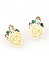 Punk beige rose flower decorated design alloy Stud Earrings
