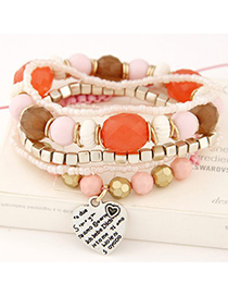 Printable multicolor beads decorated multilayer design alloy Korean Fashion Bracelet