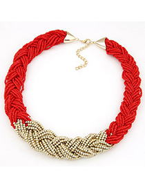 Funny red beads weave simple design alloy Beaded Necklaces