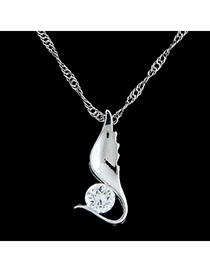 Fashion silver color diamond decorated angel wings shape pendant design alloy Chains