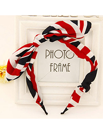 Doggie black & white & red bowknot decorated Stripe design fabric Hair band hair hoop