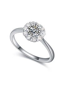 Sample White Diamond Decorated Flower Design Zircon Crystal Rings
