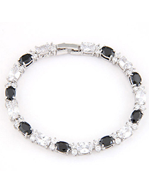 Charming Black & White Gemstone Decorated Simple Design Zircon Crystal Bracelets