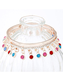 Christenin Multicolor Diamond Decorated Round Pendant Design Alloy Fashion Bangles