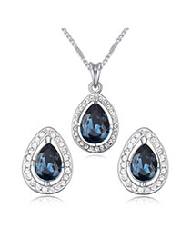 Scene Dark Blue Diamond Decorated Waterdrop Shape Design Alloy Crystal Sets
