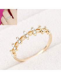 Moving Gold Color Diamond Decorated Simple Design Alloy Korean Rings