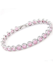 Caspari Pink Diamond Decorated Simple Design Zircon Fashion Bracelets