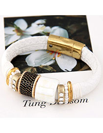 China White Gemstone Decorated Simple Design Alloy Fashion Bracelets