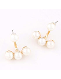 Stationery White Pearl Decorated Simple Design Alloy Stud Earrings