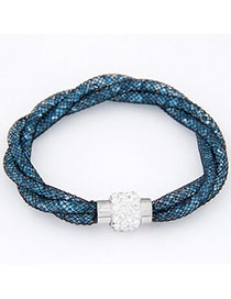 Waltons Blue Diamond Decorated Weave Design Alloy Korean Fashion Bracelet