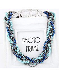 Collar Blue Gemstone Decorated Weave Design