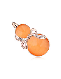 Flip Orange & Rose Gold Diamond Decorated Gourd Shape Design Alloy Crystal Brooches