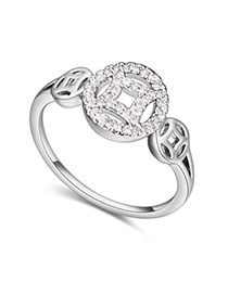 Diaper White Diamond Decorated Hollow Out Design Zircon Crystal Rings