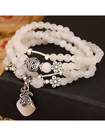 Preppy Beige Beads Decorated Purse Shape Multilayer Design Alloy Fashion Bracelets