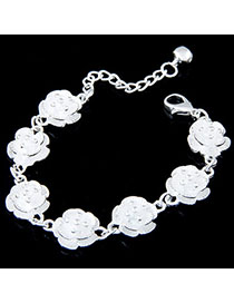 Medieval White Flower Shape Decorated Simple Design Alloy Korean Fashion Bracelet