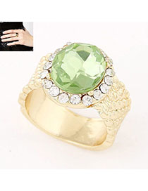 Retro Green Diamond Decorated Simple Design Alloy Korean Rings
