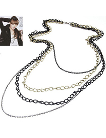 mashup Black Chain Decorated Multilayer Design Alloy Chains