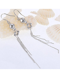 Cartoon Silver Color Fish Shape Decorated Tassel Design Cuprum Fashion Earrings