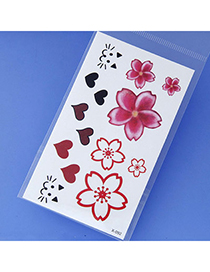 Magic Plum Red Flower & Heart Pattern Simple Design Tape Tattoos Body Art