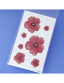 Lucky Claret-red Flower Pattern Simple Design Tape Tattoos Body Art