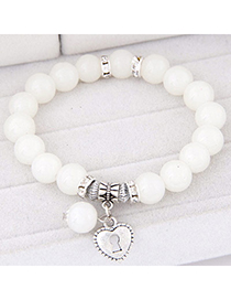 Fashion White Beads Decorated Heart Shape Design