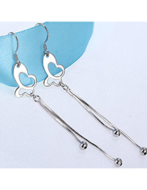 Fashion Silver Color Butterfly Shape Decorated Taasel Design Cuprum Crystal Earrings