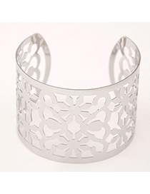 Trendy Silver Color Flower Shape Decorated Hollow Out Design Alloy Fashion Bangles