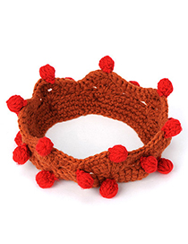Buckle Brown & Red Small Ball Decorated Crown Shape Design