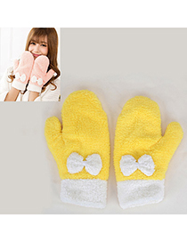Micro Yellow Bowknot Decorated Fingerless Simple Design
