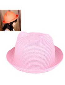 children Light Pink Pure Color Crimping Design Twine Children's Hats