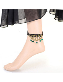 Memorable green gemstone decorated simple design alloy Fashion Anklets