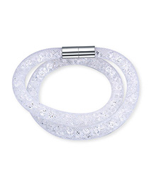 Energie White Grid Decorated Double Layer Design Alloy Fashion Bracelets