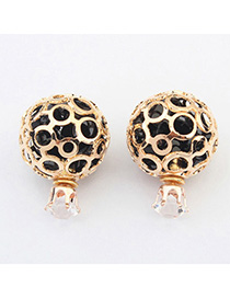 Beige Black Round Shape Decorated Hollow Out Design