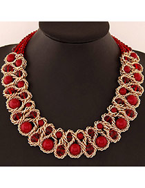 Luxurious Red Beads Decorated Weave Design