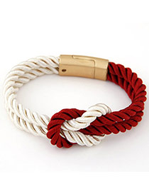 Personalized White & Red Weave Simple Design