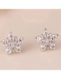 Sweet Silver Color Diamond Decorated Flower Design(anti-allergy)