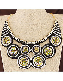 Bohemia White+black Round Shape Pendant Decorated Collar Design
