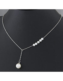Fashion Silver Pearl Decorated Simple Design