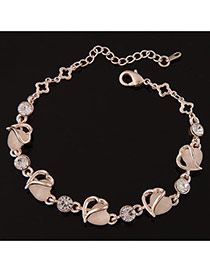Sweet Gold Color Heart To Heart Shape Decorated Simple Design  Alloy Korean Fashion Bracelet