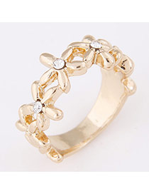 Personality Gold Color Flower Shape Decorated Simple Design  Alloy Korean Rings