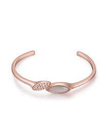 Exquisite Rose Gold+white Oval Shape Diamond Decorated Open Design  Alloy Crystal Bracelets