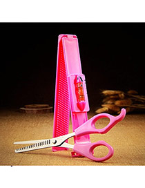 Fashion Plum Red Pure Color Simple Design With Ruler Bangs Barber Scissors  Plastic Beauty tools