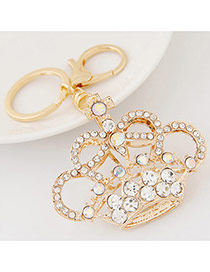 Fashion Gold Colour Diamond Decorated Crown Shape Design Alloy Fashion Keychain