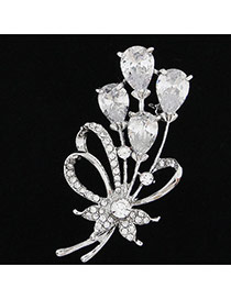 Fashion White Diamond Decorated Simple Design Alloy Korean Brooches