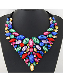 Luxury Multi-color Oval Diamond Weaving Decorated Collar Design