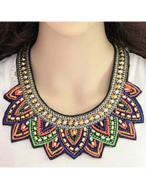 Bohemia Multi-color Rivet&beads Weaving Decorated Collar Design