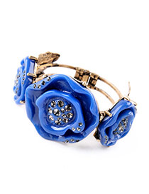 Retro Blue Flower Decorated Simple Design