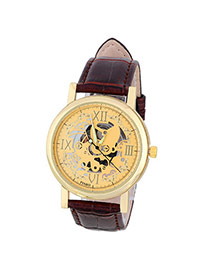Retro Coffee&gold Color Roman Numerals Decorated Hollow Out Design