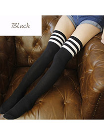 Classic Black+white Stripe Pattern Decorated Knee-high Design